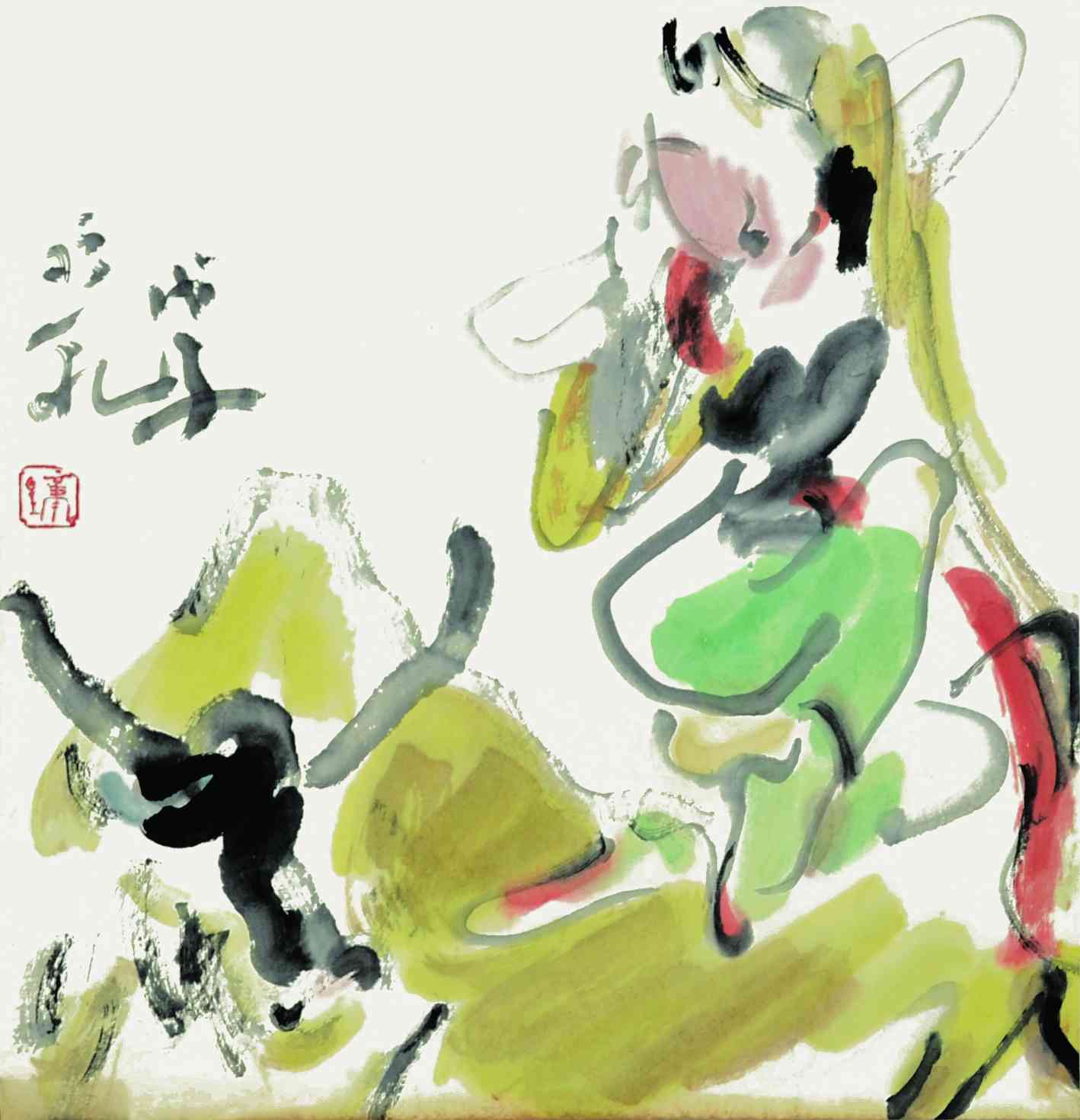 钟孺乾	写意人物小品两幅