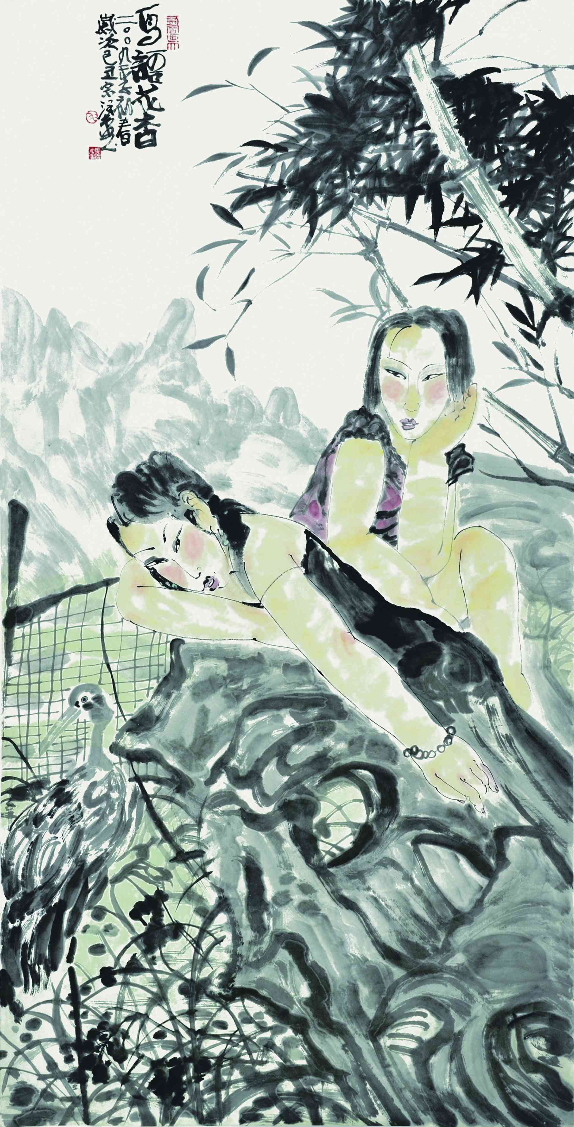 毛宗泽	鸟语花香图