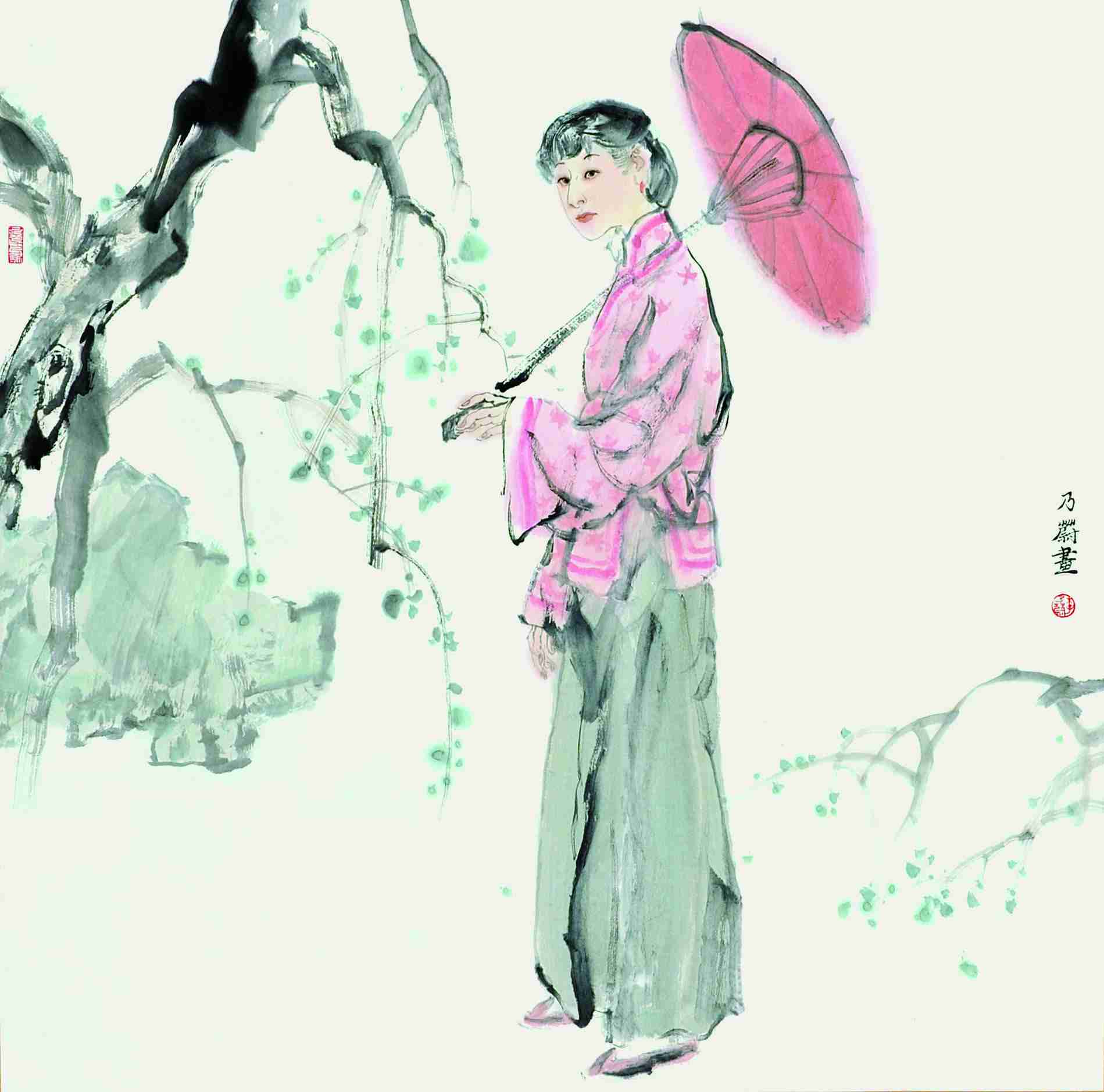 李乃蔚 赏春图 