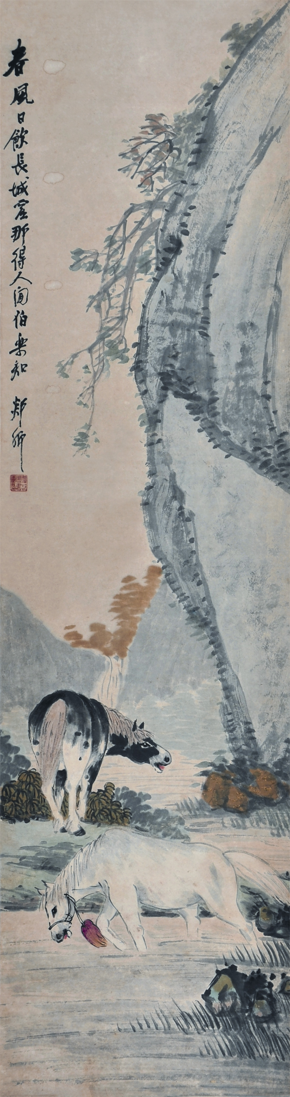 胡郯卿 双驹图 