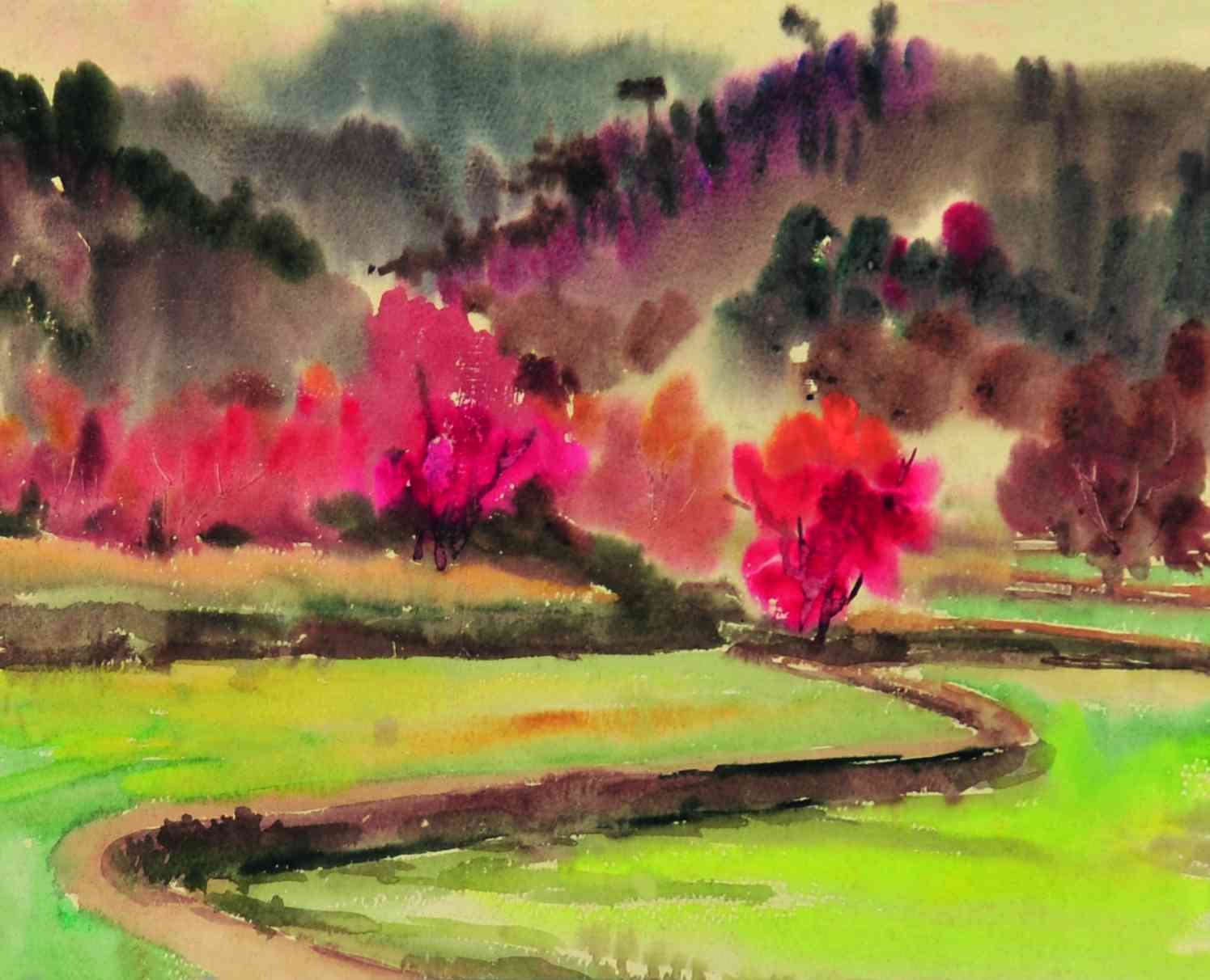 陈方既	素描肖像 水彩	