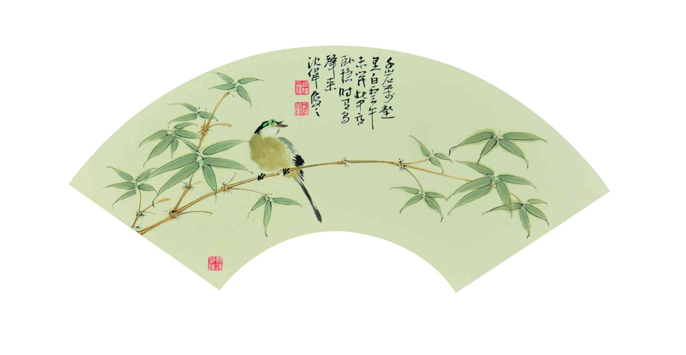沈伟	花鸟扇面
