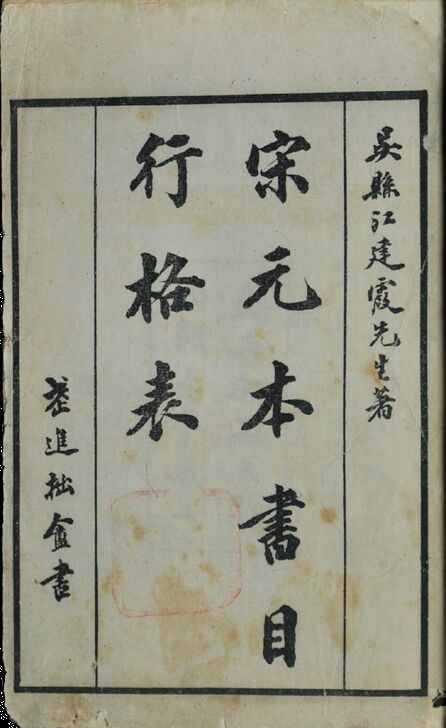 民国　宋元本书目行格表