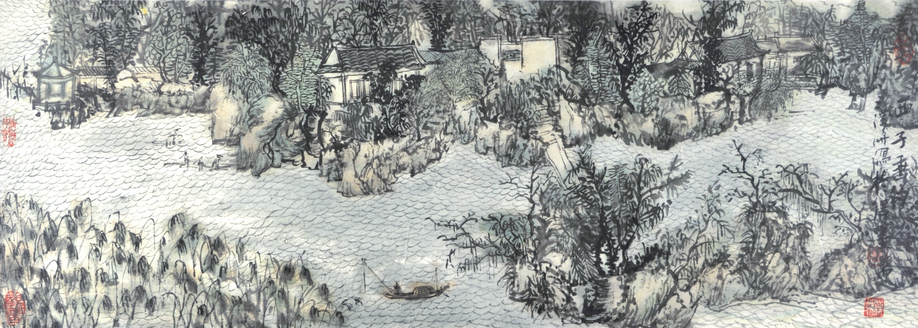  夏汉洲　西子垂钓 