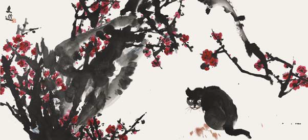 汤文选  梅花和猫