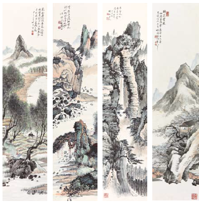 陈风  山水四屏