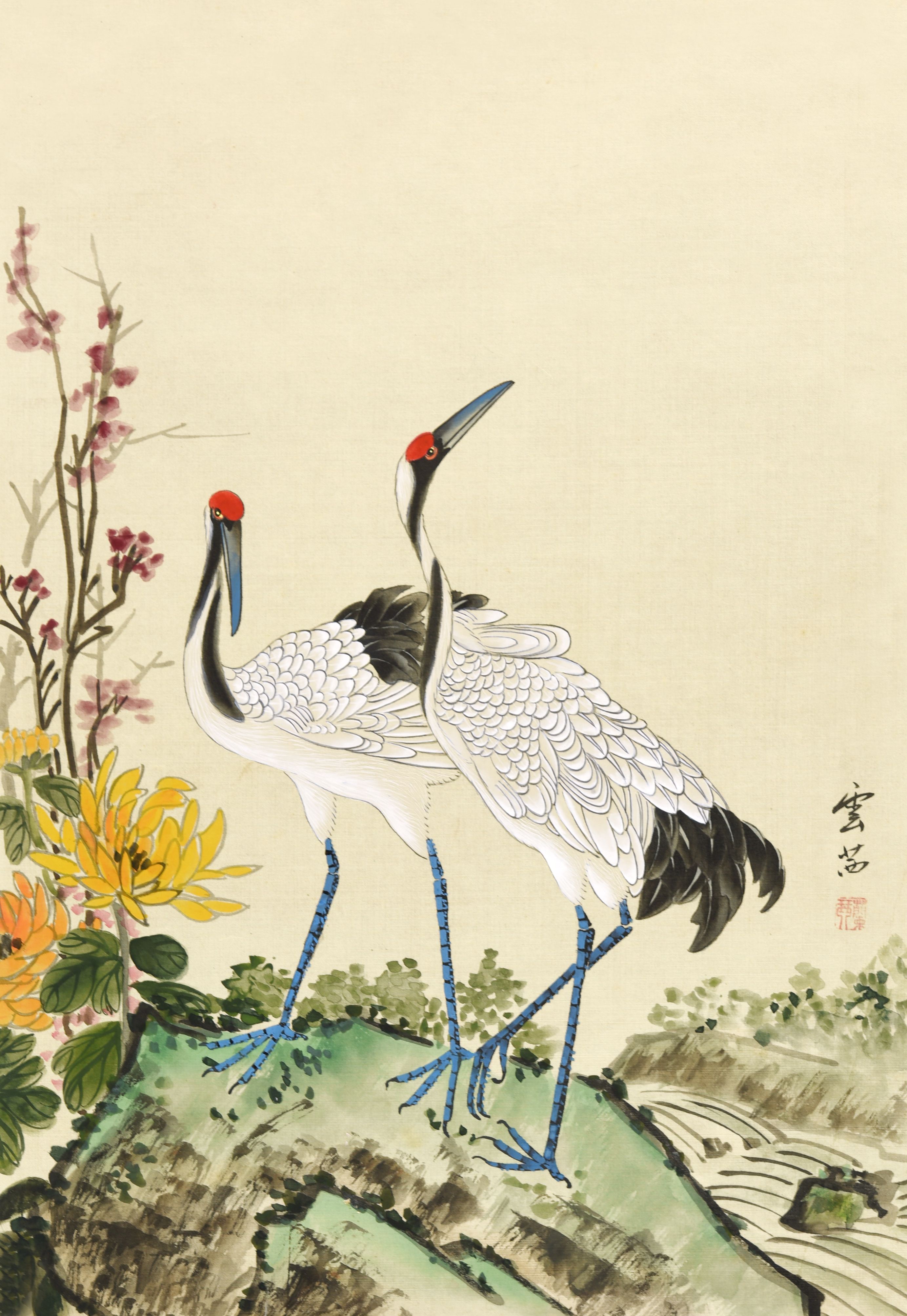 云茜 菊花双鹤