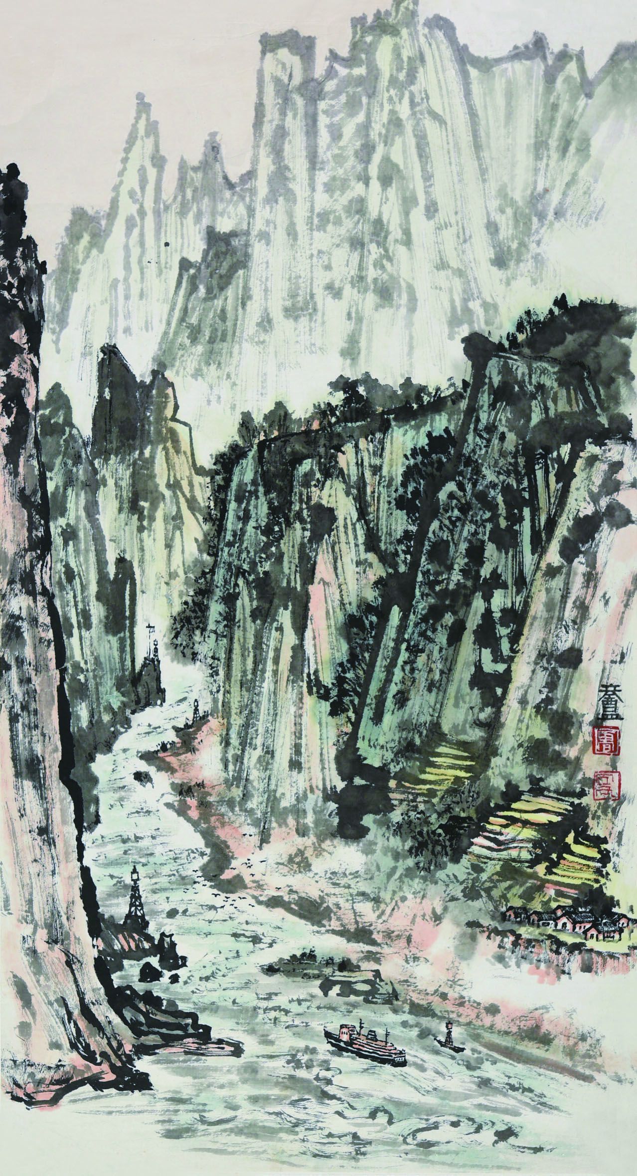 075 曹立庵 峡江图