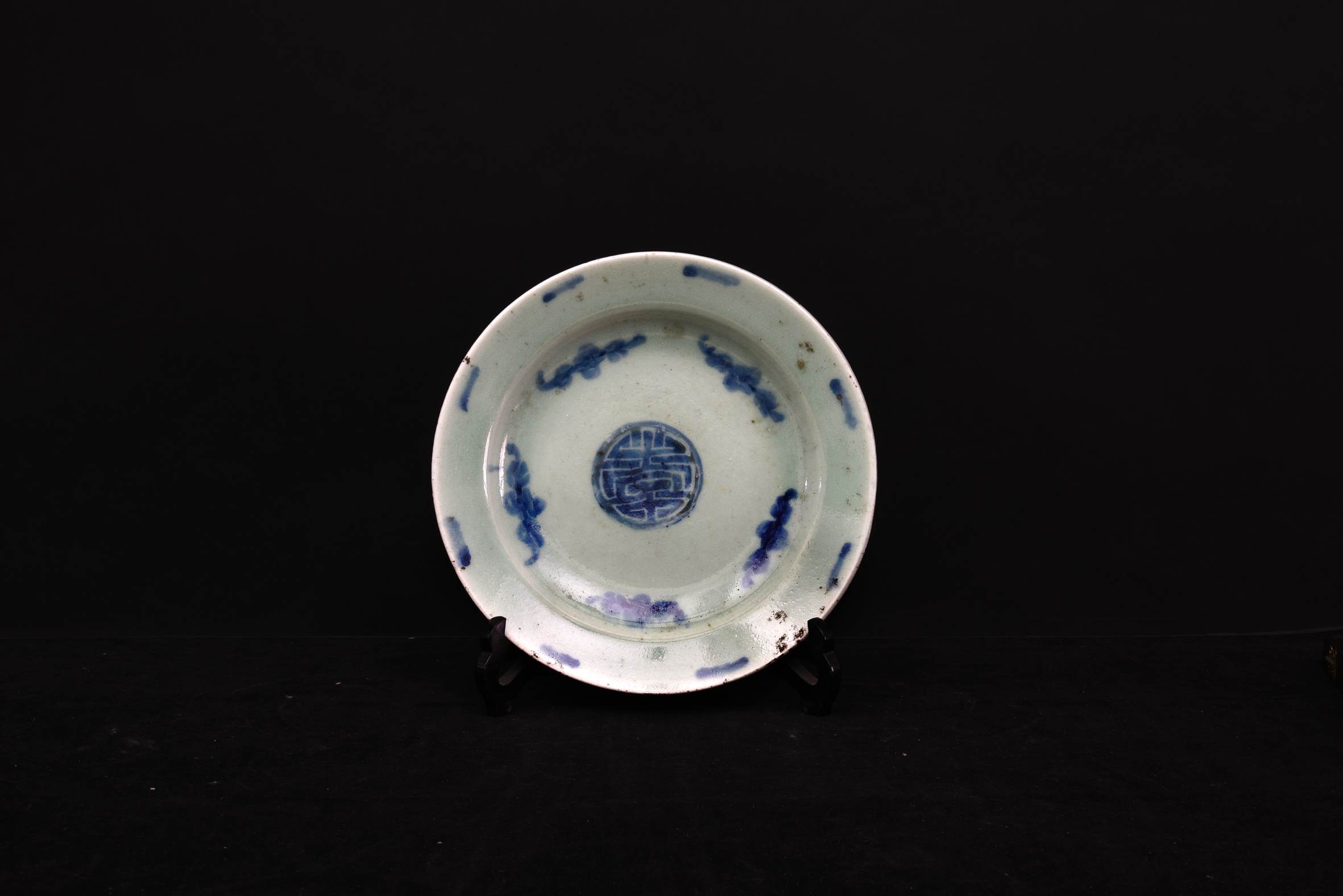 436 清代 青花五福禄寿盘