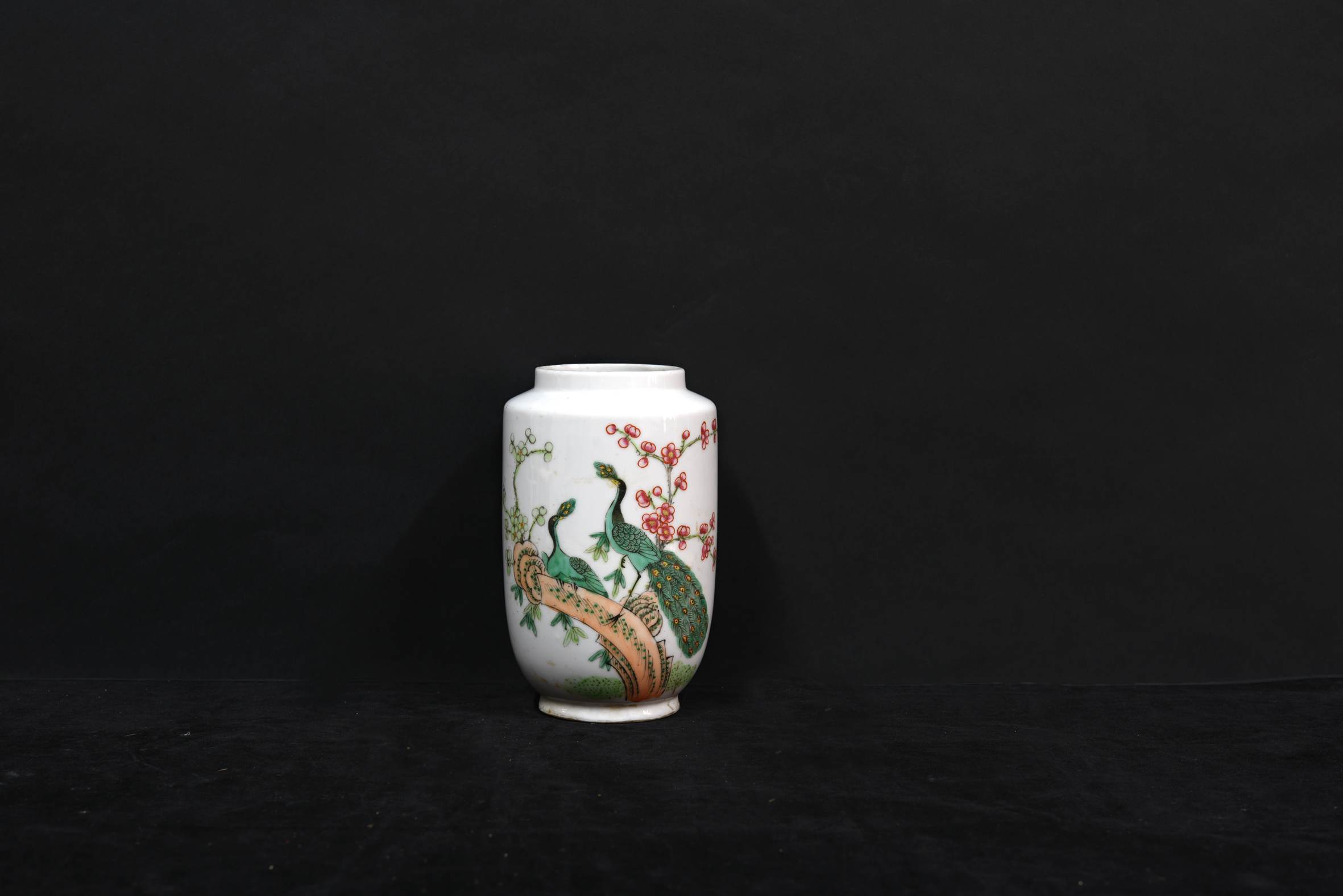 419 民国 粉彩花鸟壮罐