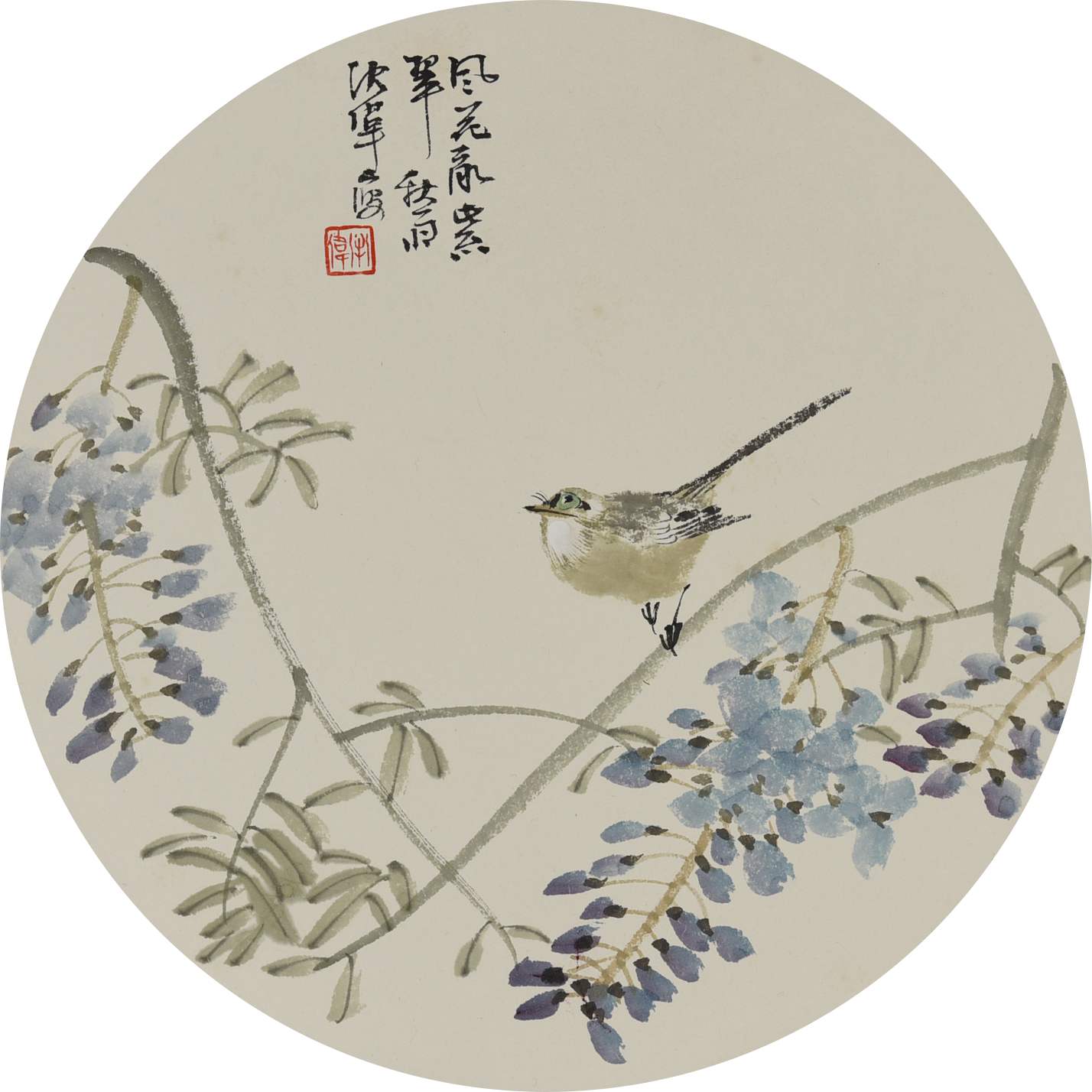 087 沈伟 圆扇-花鸟
