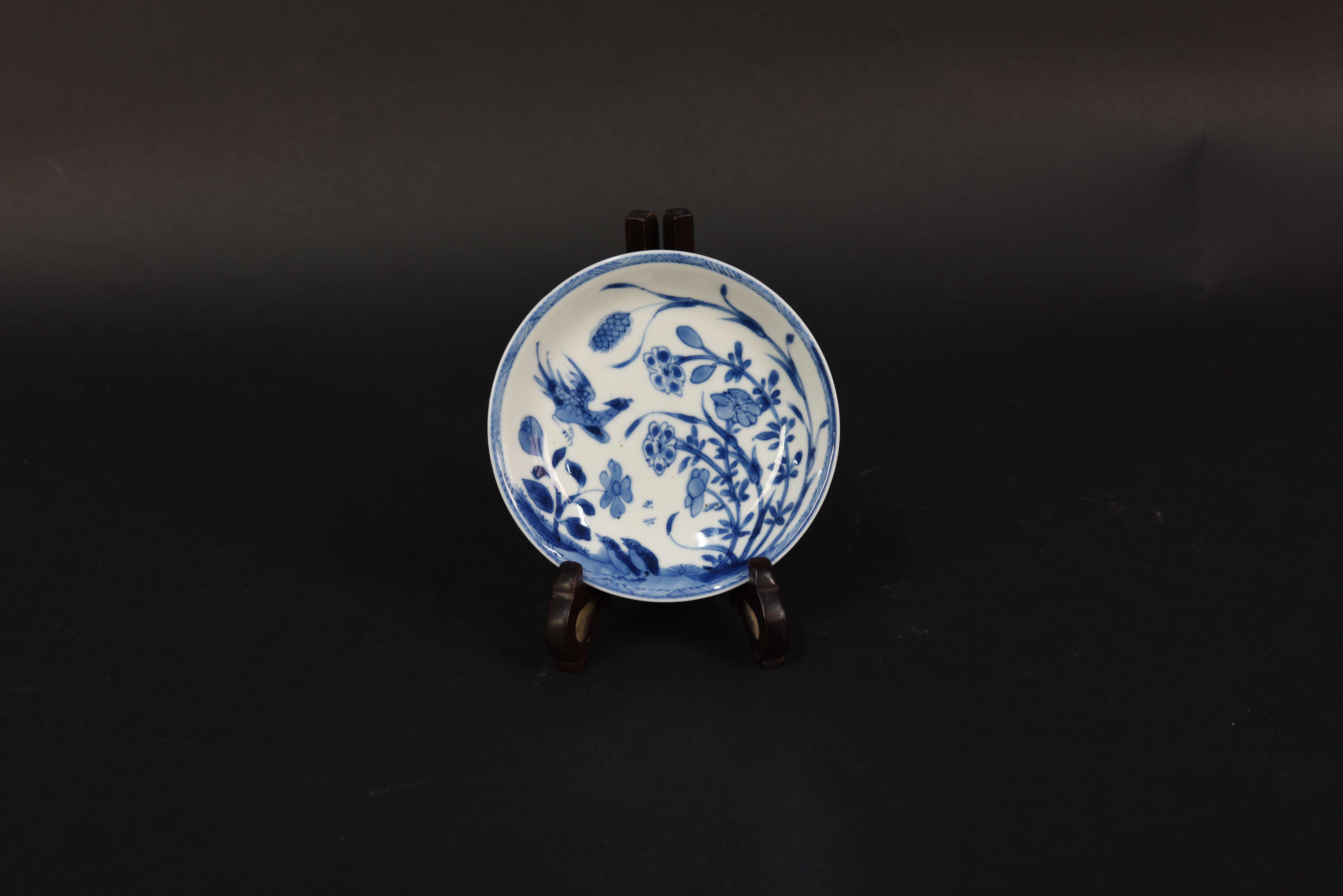 431 清康熙 青花花鸟碟